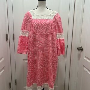 Lilly Pulitzer Pink Sundress with Bell Sleeves and Square Neck
